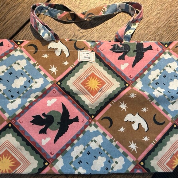 Sezane Handbags - Eclectic Pink and Brown Patchwork Tote Bag